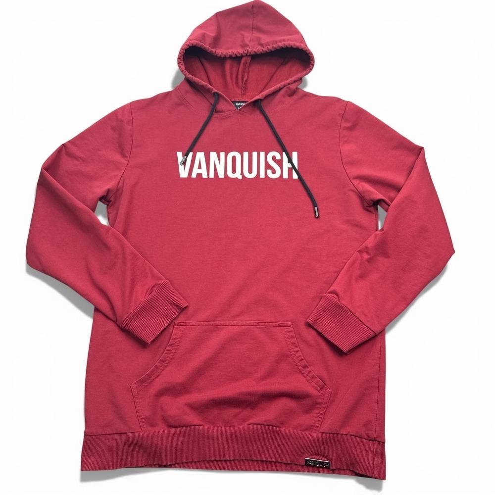 Vanquish Fitness‎ Lightweight Hoodie Mens Size Large Red Big Logo Athleisure